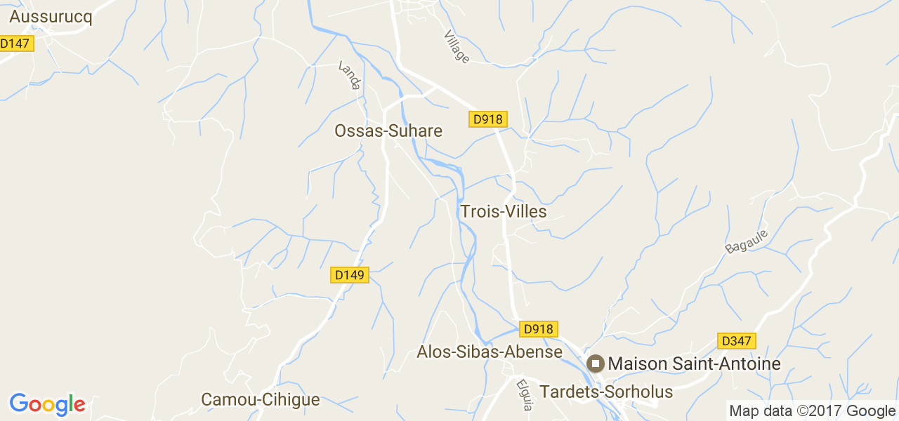 map de la ville de Ossas-Suhare