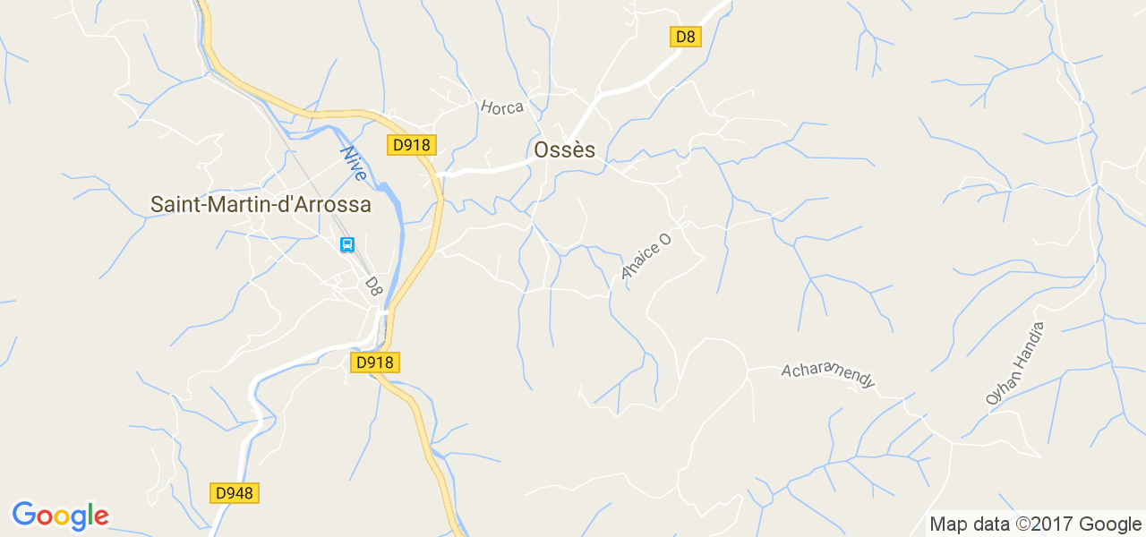 map de la ville de Ossès