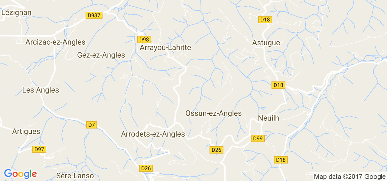 map de la ville de Ossun-ez-Angles