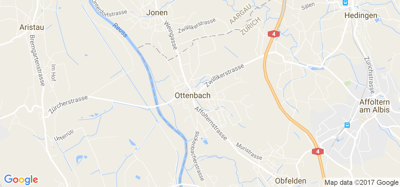 map de la ville de Ottenbach