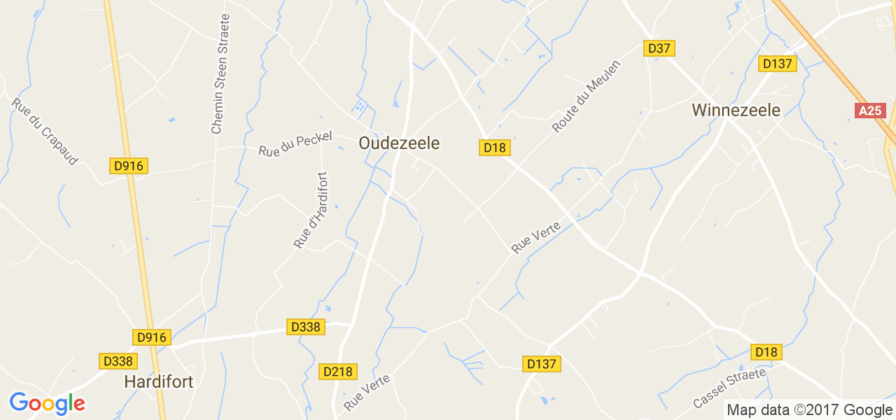 map de la ville de Oudezeele