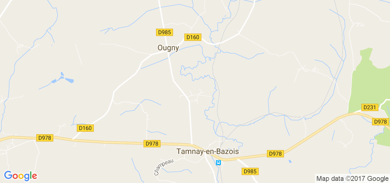 map de la ville de Ougny
