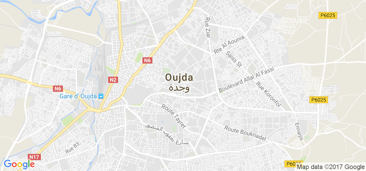 map de la ville de Oujda