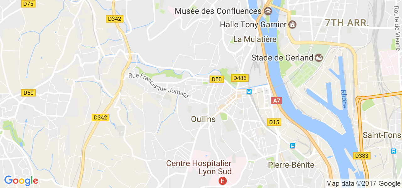 map de la ville de Oullins