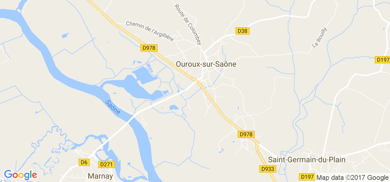 map de la ville de Ouroux-sur-Saône