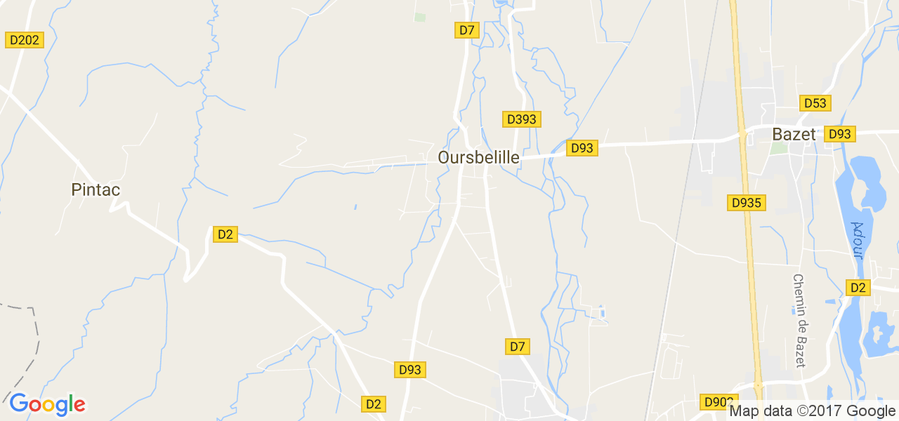 map de la ville de Oursbelille