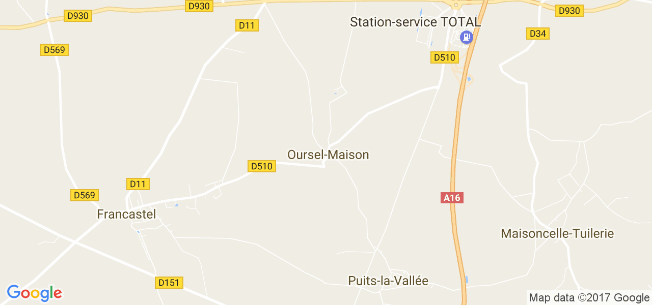 map de la ville de Oursel-Maison