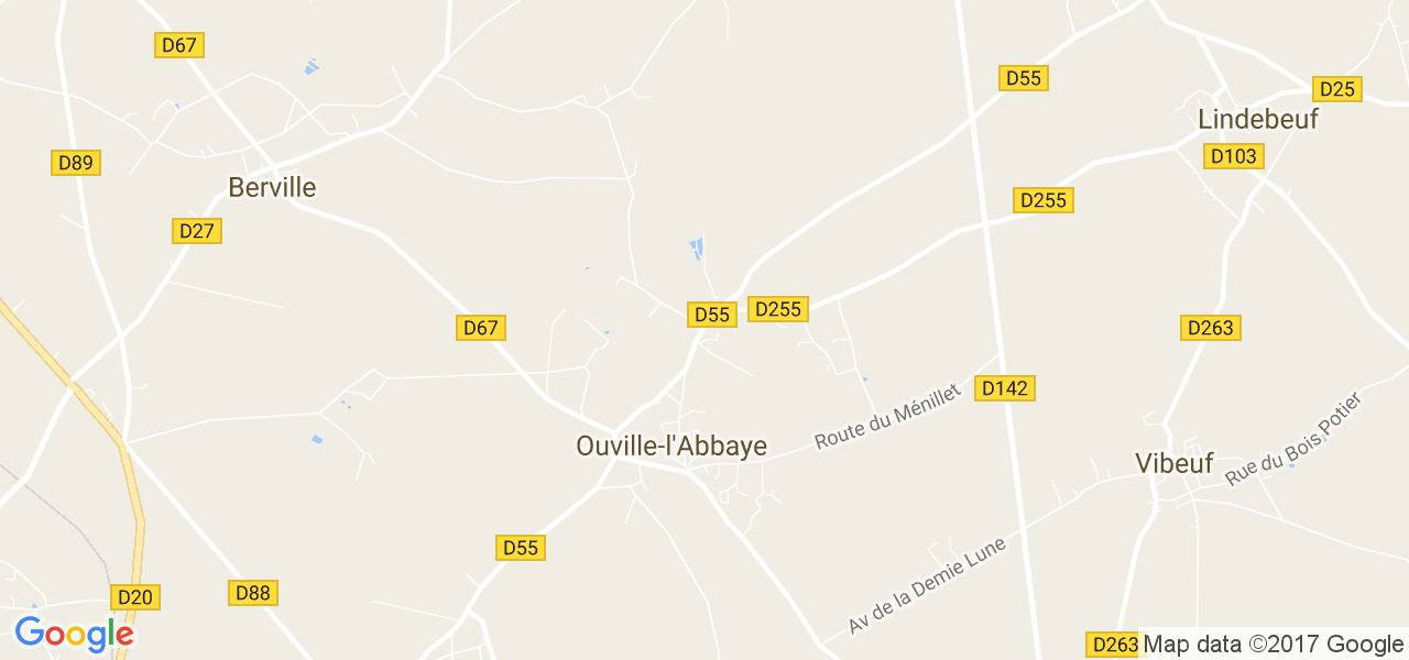 map de la ville de Ouville-l'Abbaye