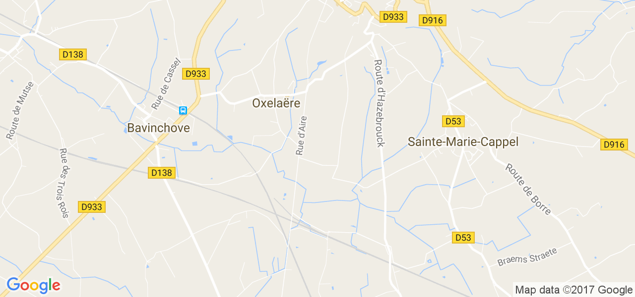 map de la ville de Oxelaëre