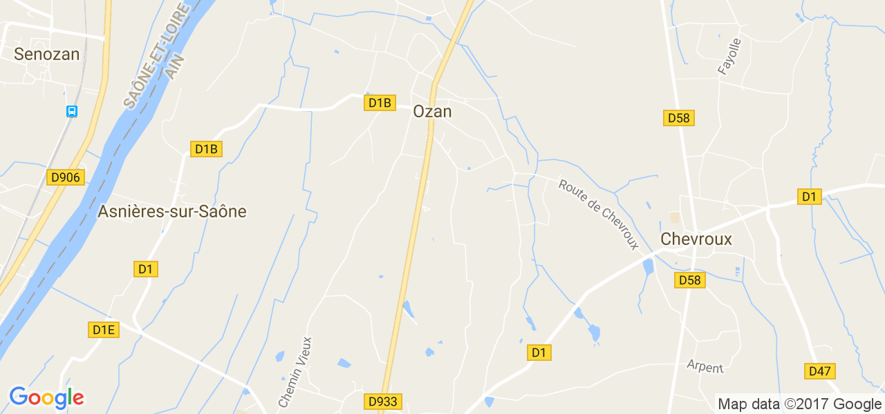 map de la ville de Ozan