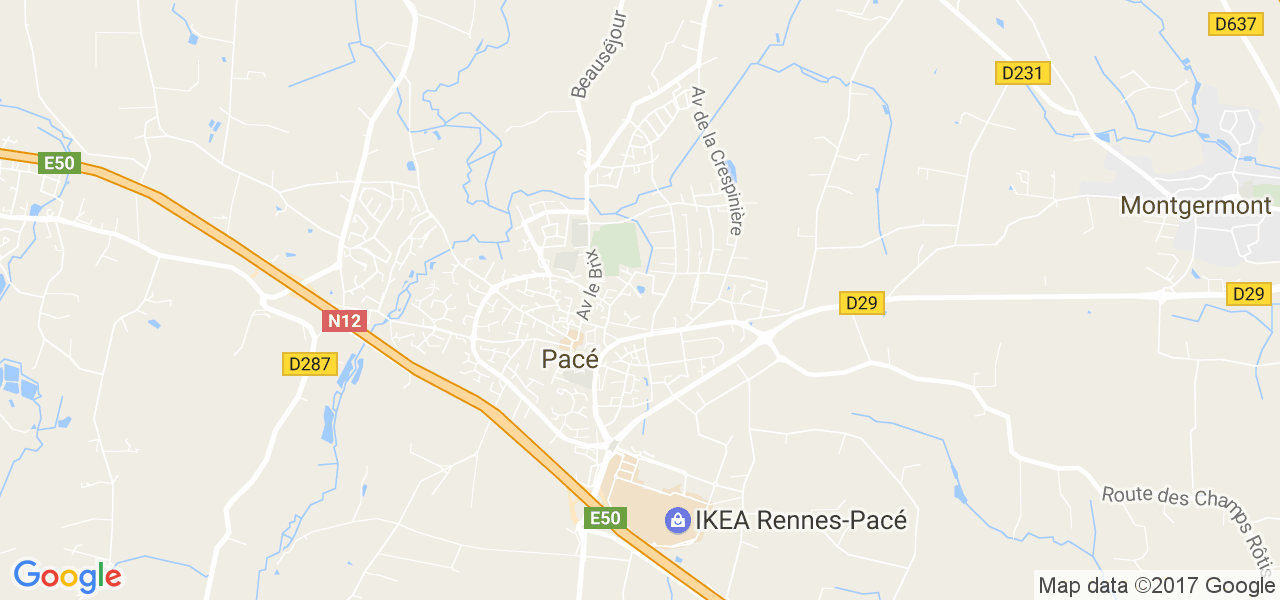 map de la ville de Pacé