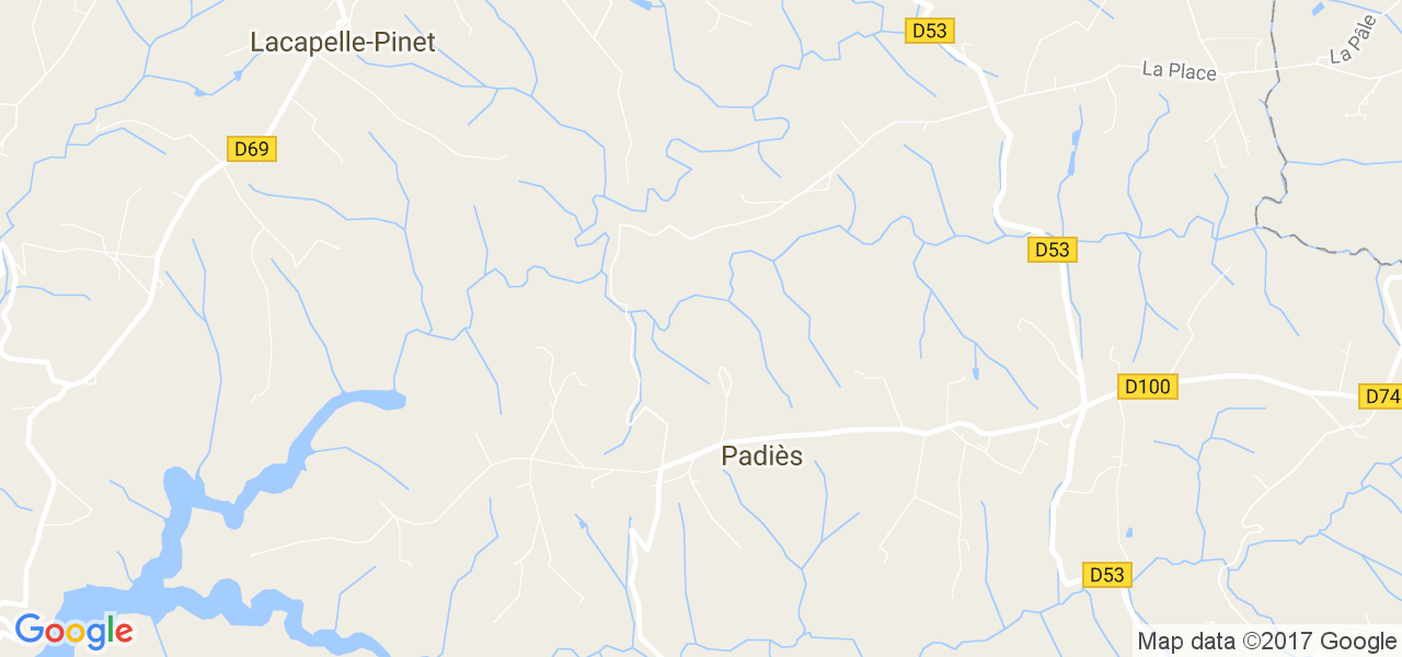map de la ville de Padiès