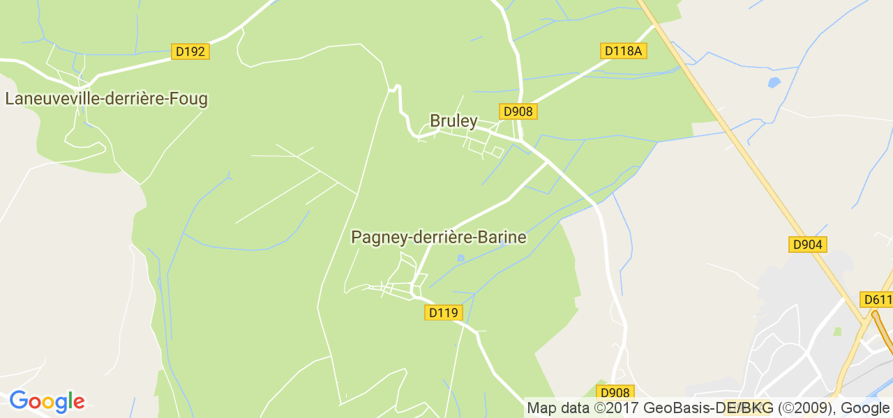 map de la ville de Pagney-derrière-Barine