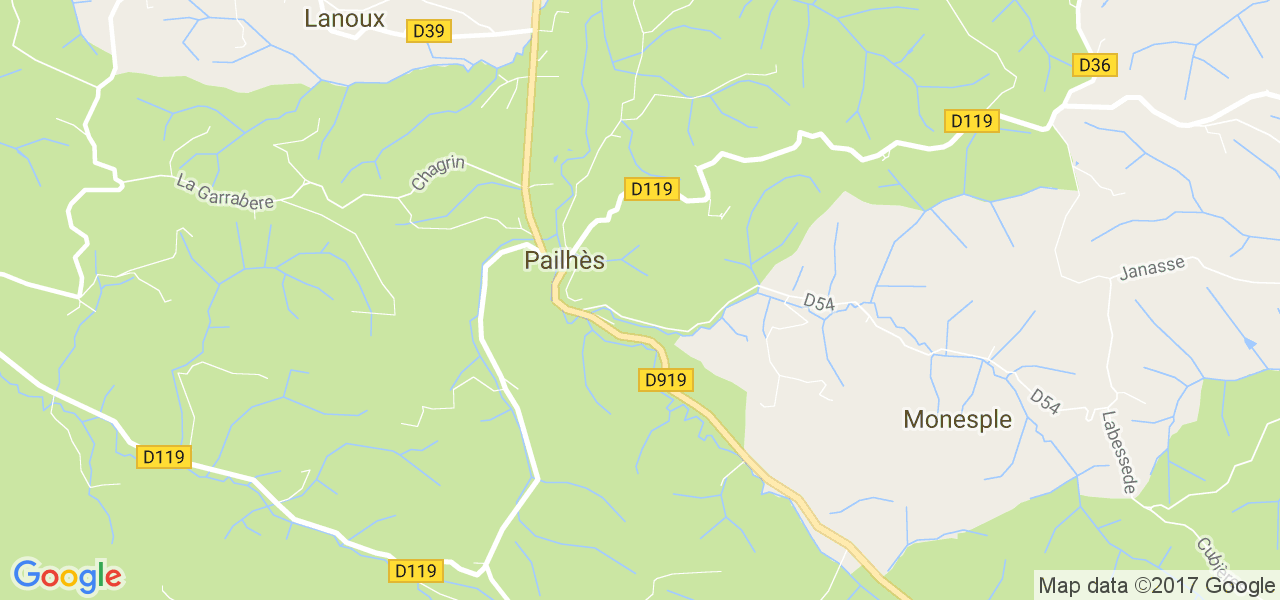 map de la ville de Pailhès