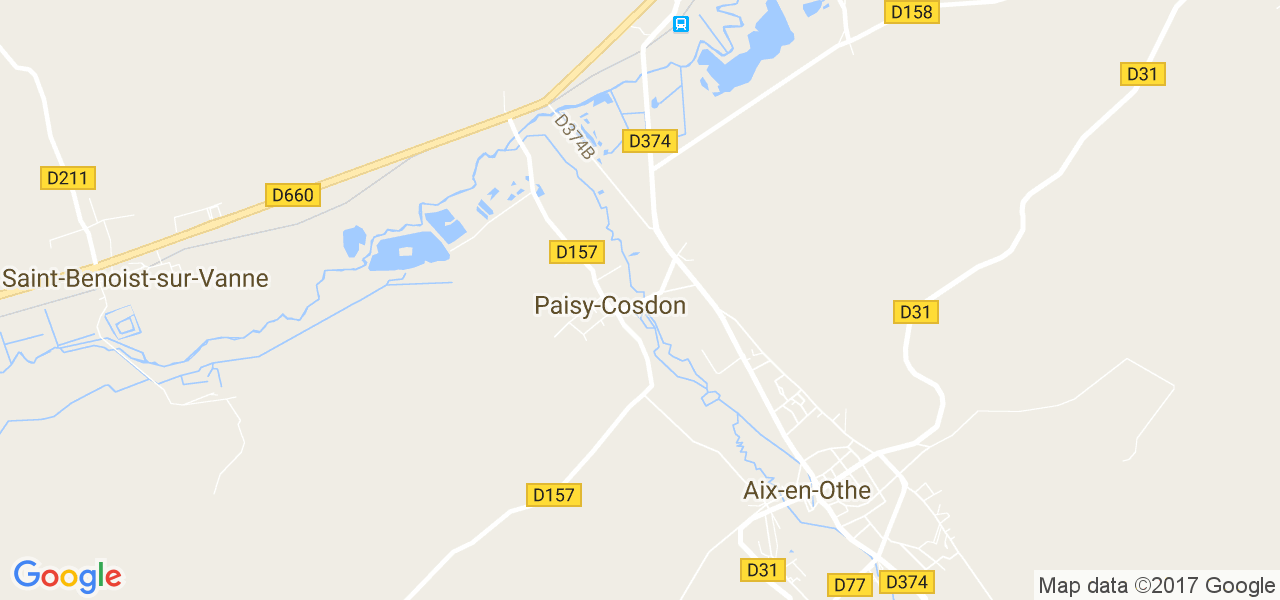 map de la ville de Paisy-Cosdon