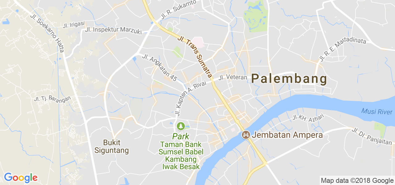 map of the city of Palembang