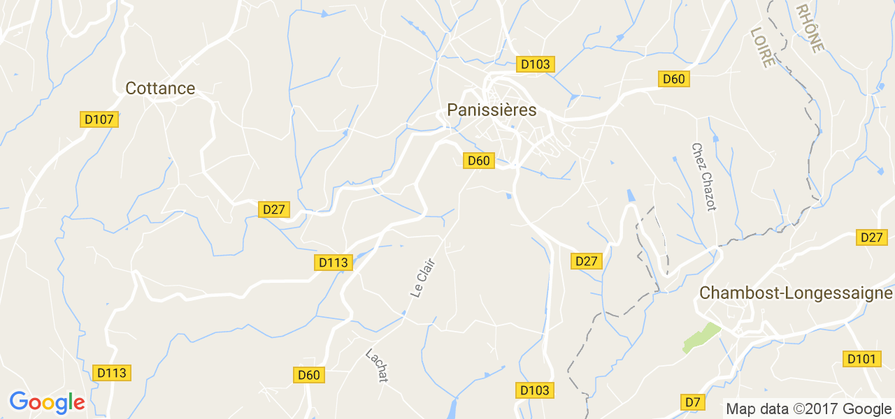 map de la ville de Panissières