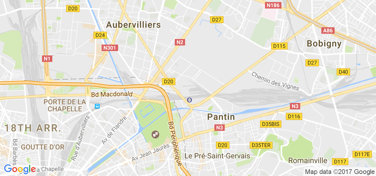 map de la ville de Pantin