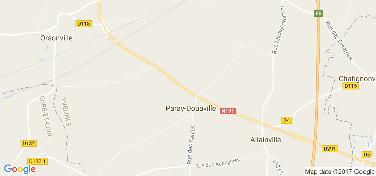 map de la ville de Paray-Douaville