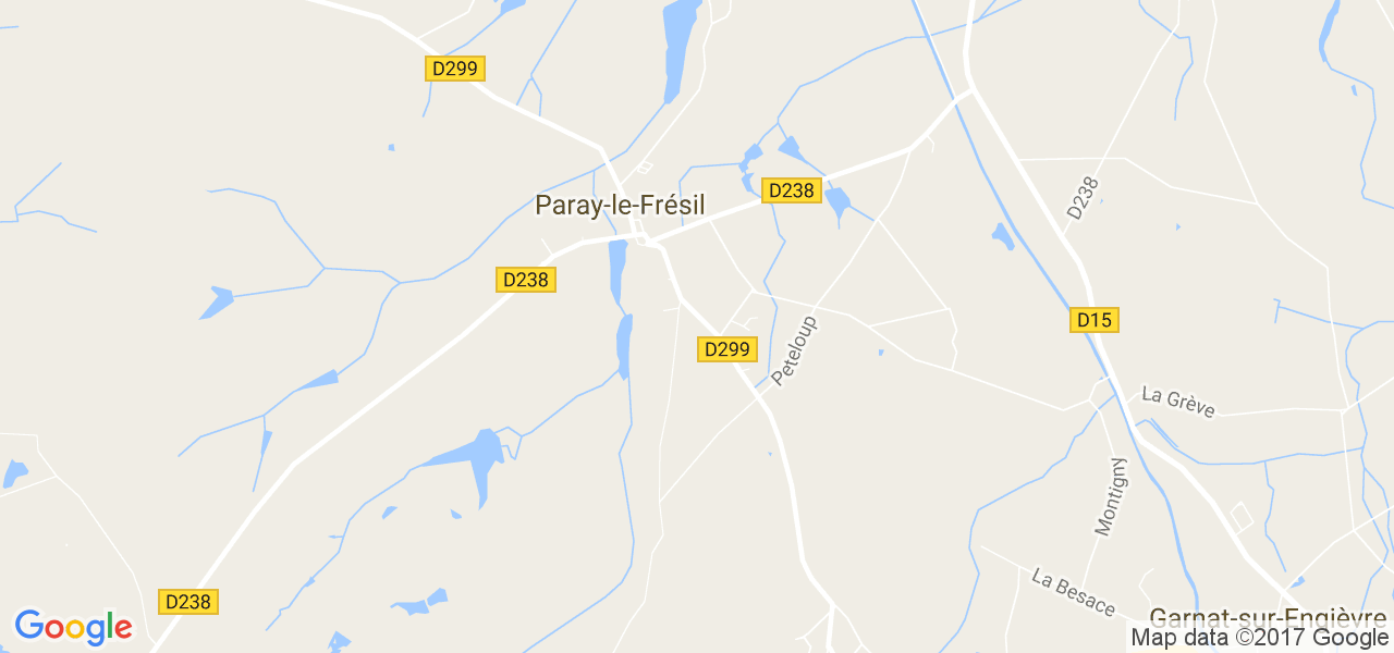 map de la ville de Paray-le-Frésil