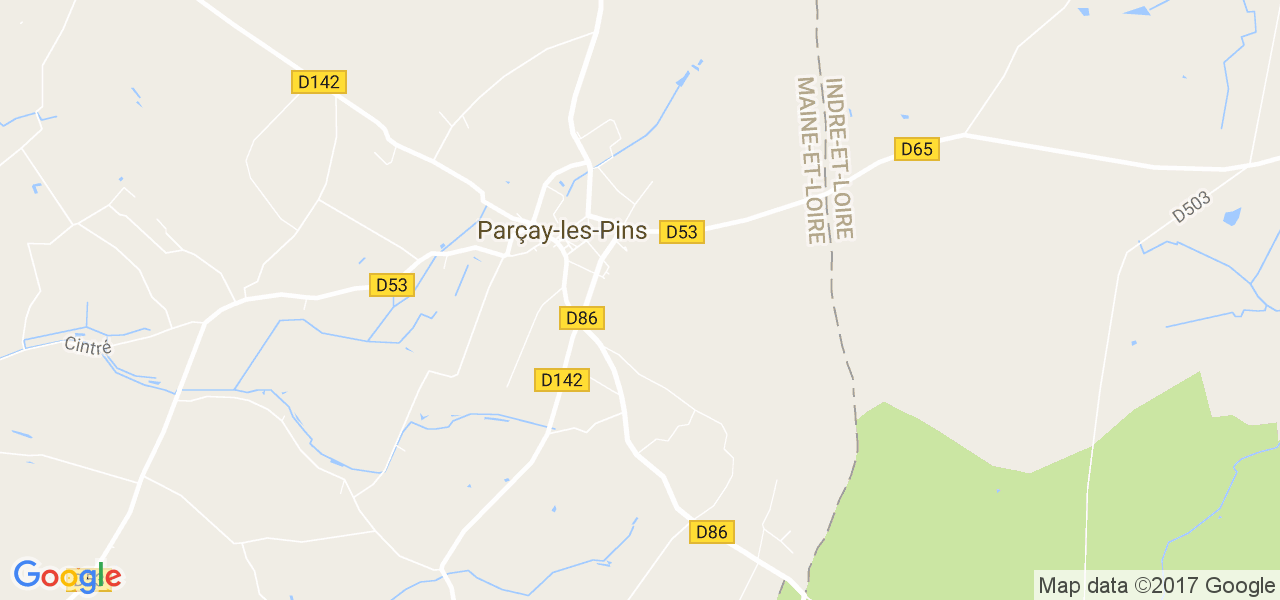 map de la ville de Parçay-les-Pins