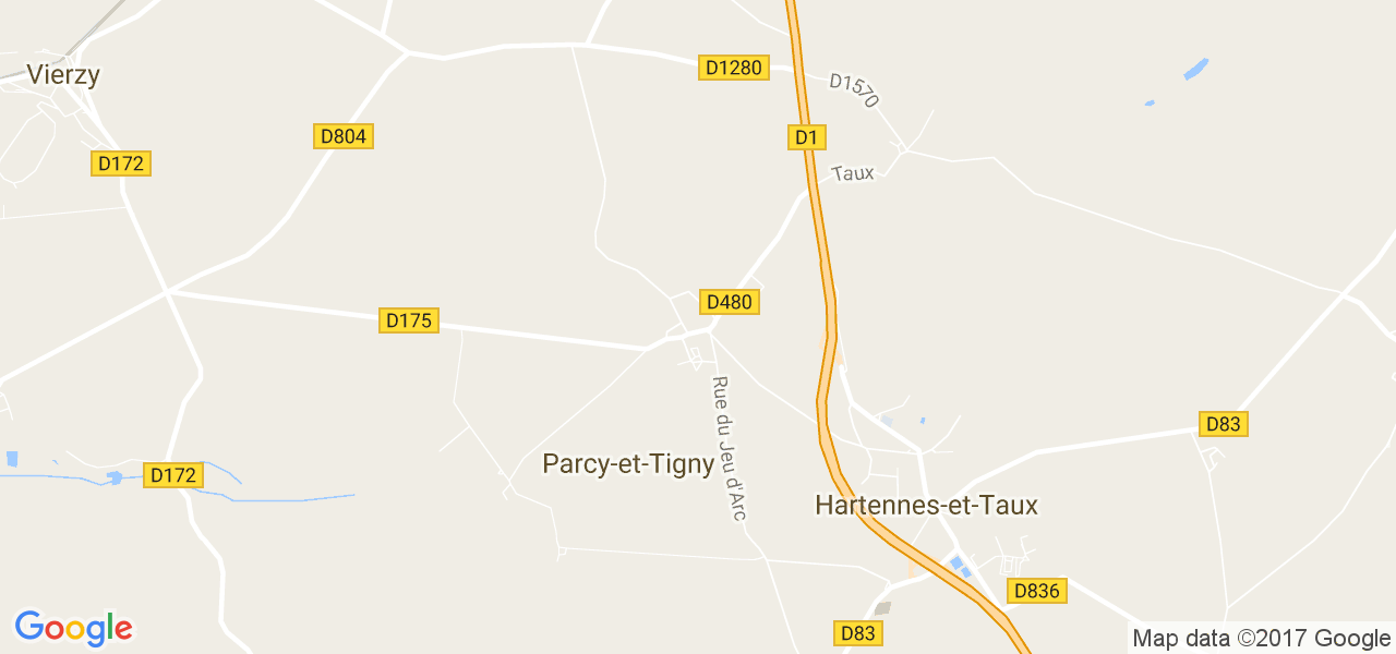 map de la ville de Parcy-et-Tigny