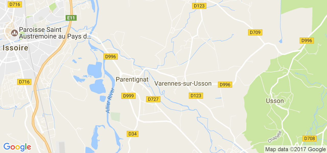 map de la ville de Parentignat