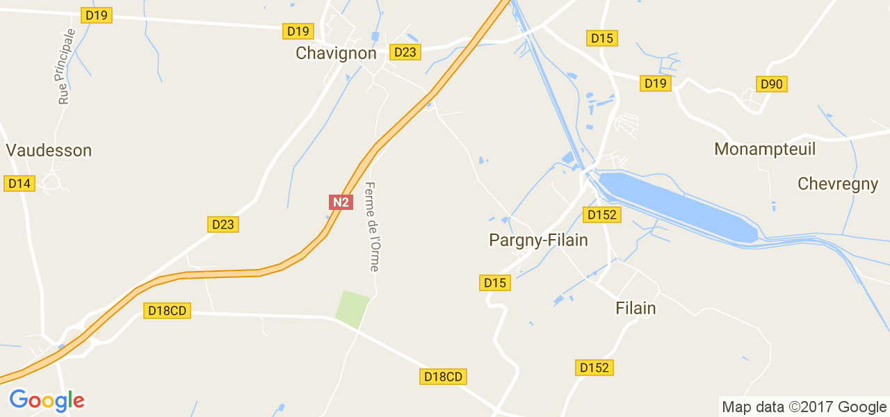 map de la ville de Pargny-Filain