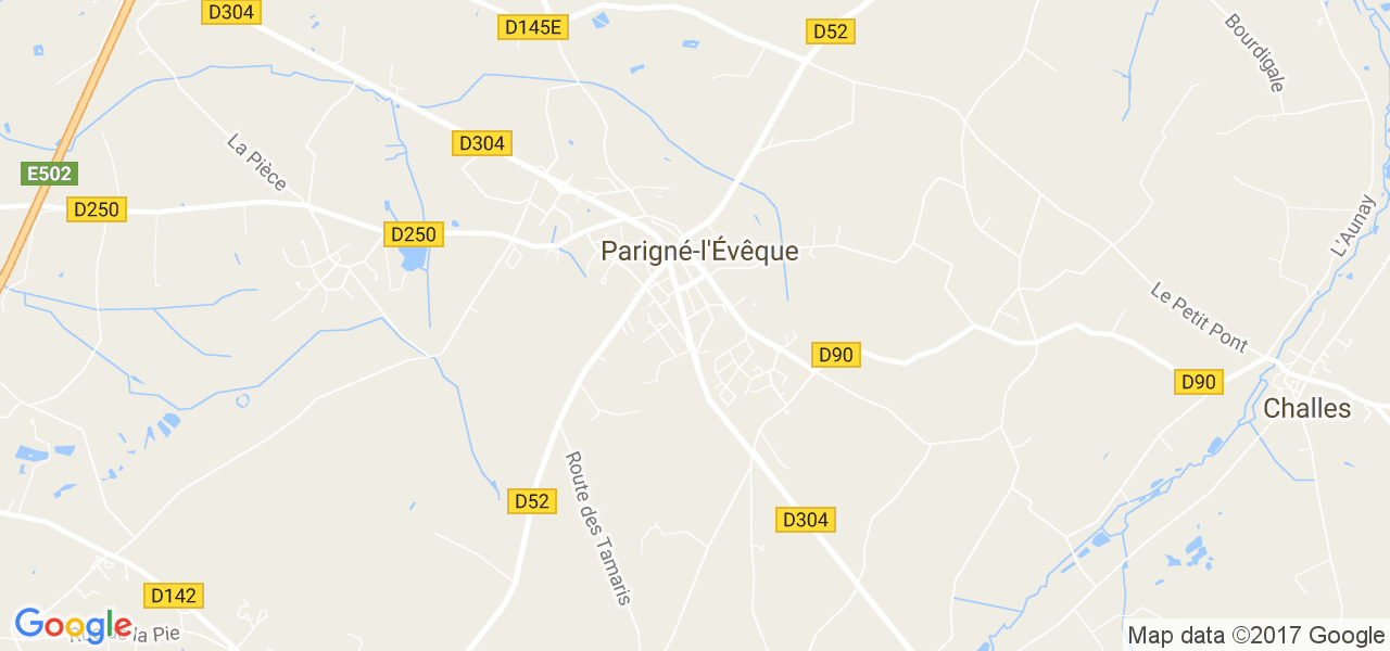 map de la ville de Parigné-l'Évêque