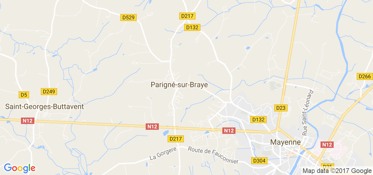 map de la ville de Parigné-sur-Braye