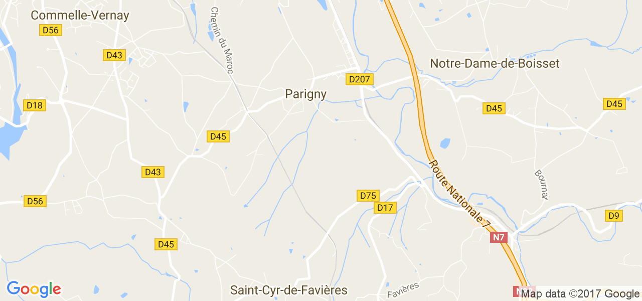 map de la ville de Parigny