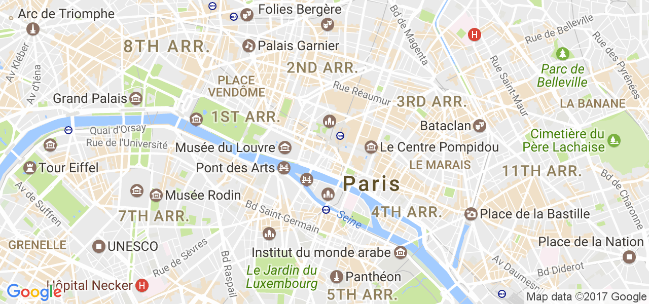 map de la ville de Paris