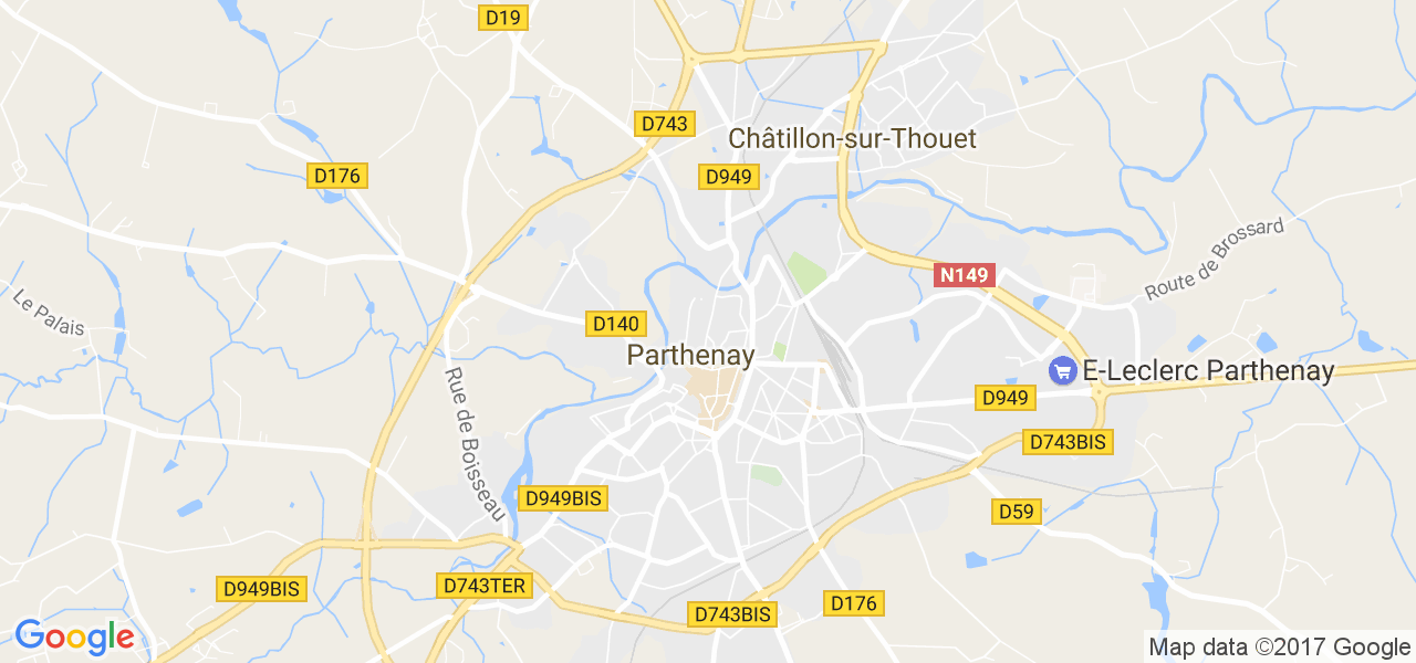 map de la ville de Parthenay