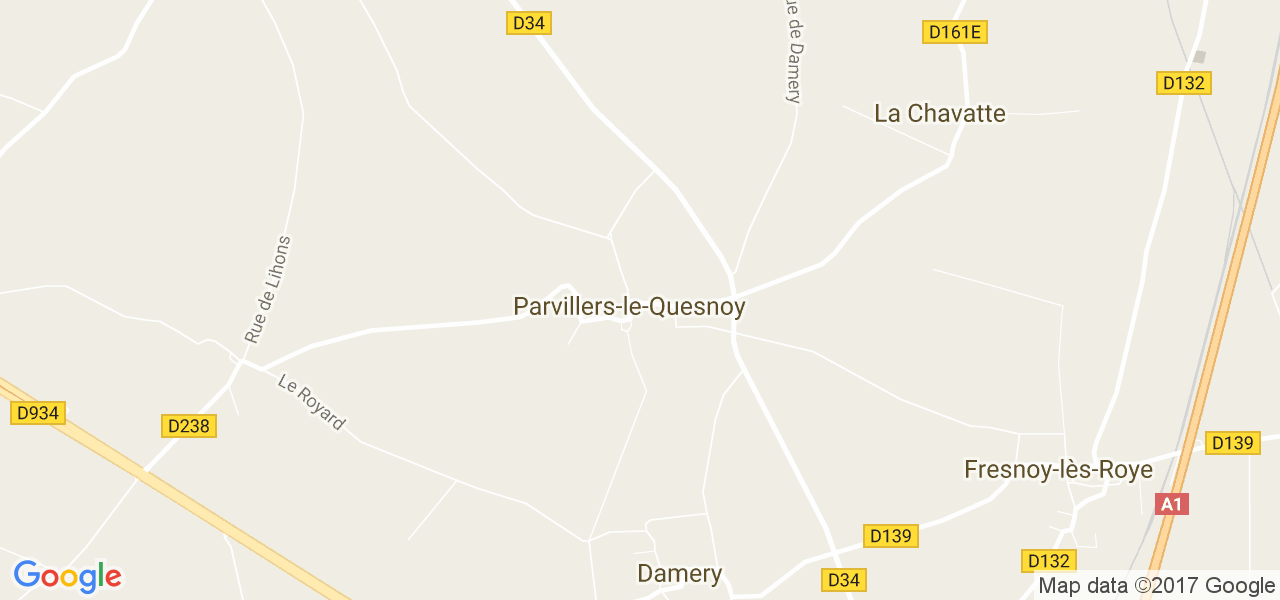 map de la ville de Parvillers-le-Quesnoy