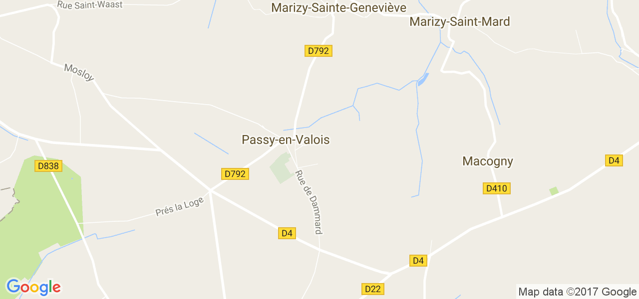 map de la ville de Passy-en-Valois