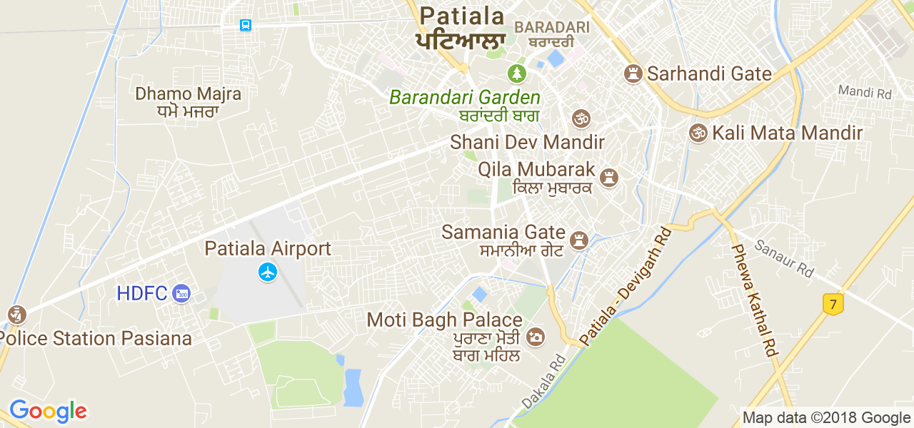 map of the city of Patiala