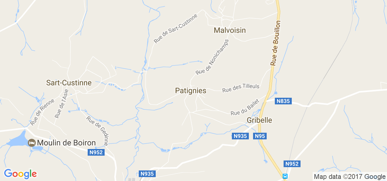 map de la ville de Patignies