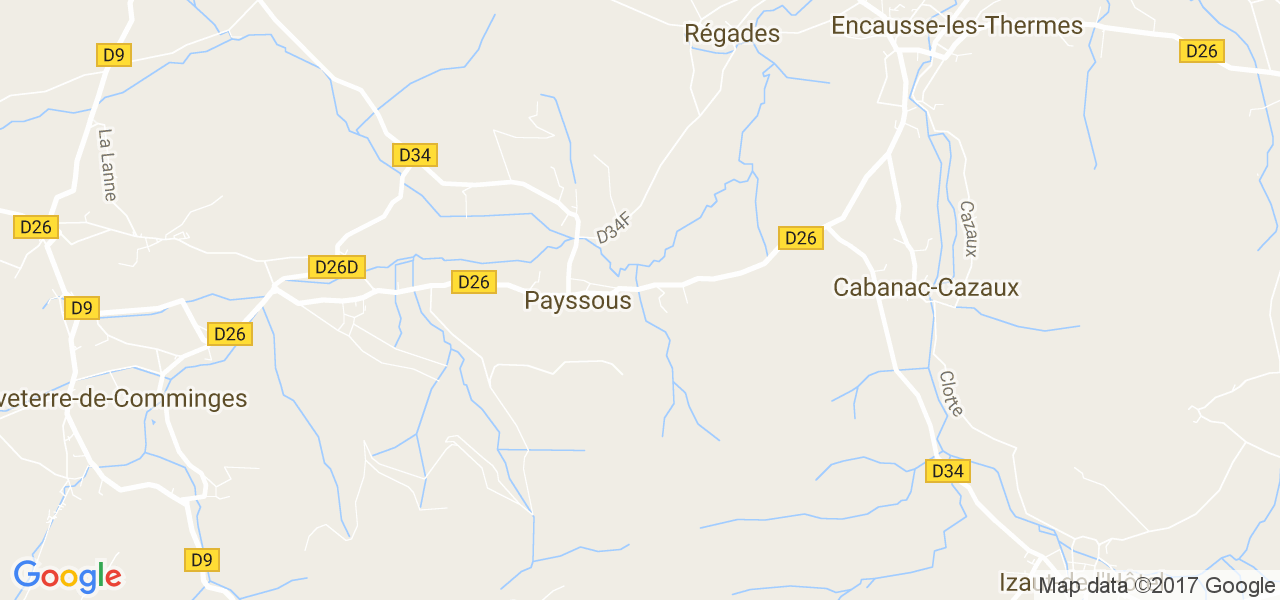 map de la ville de Payssous