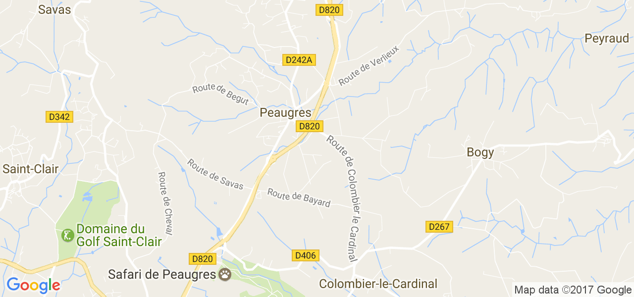 map de la ville de Peaugres