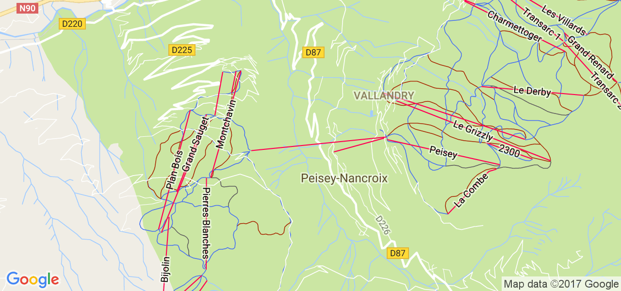 map de la ville de Peisey-Nancroix