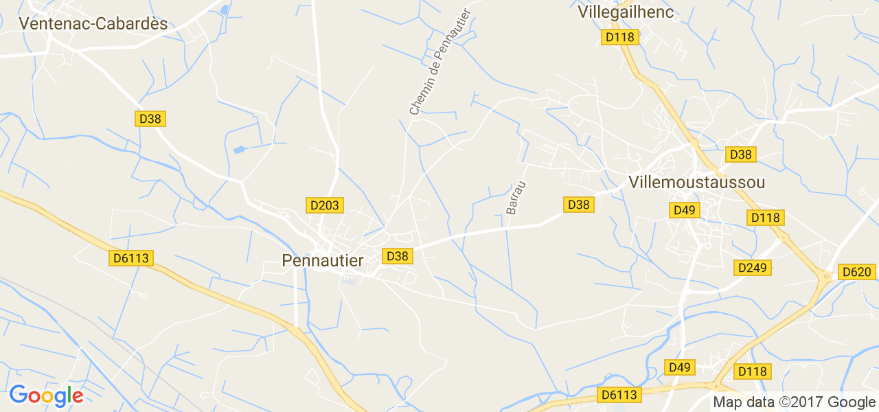 map de la ville de Pennautier