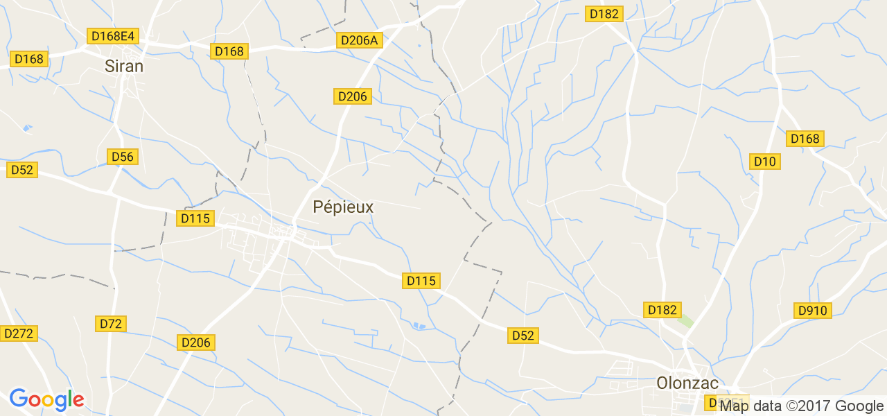 map de la ville de Pépieux