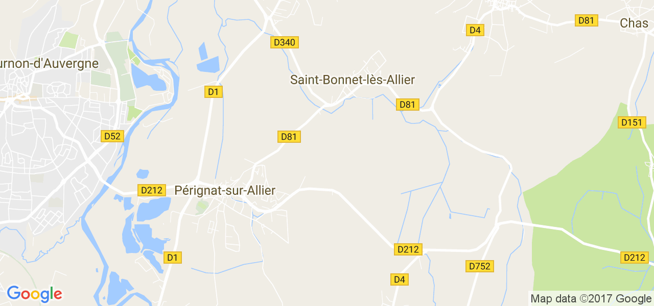 map de la ville de Pérignat-sur-Allier