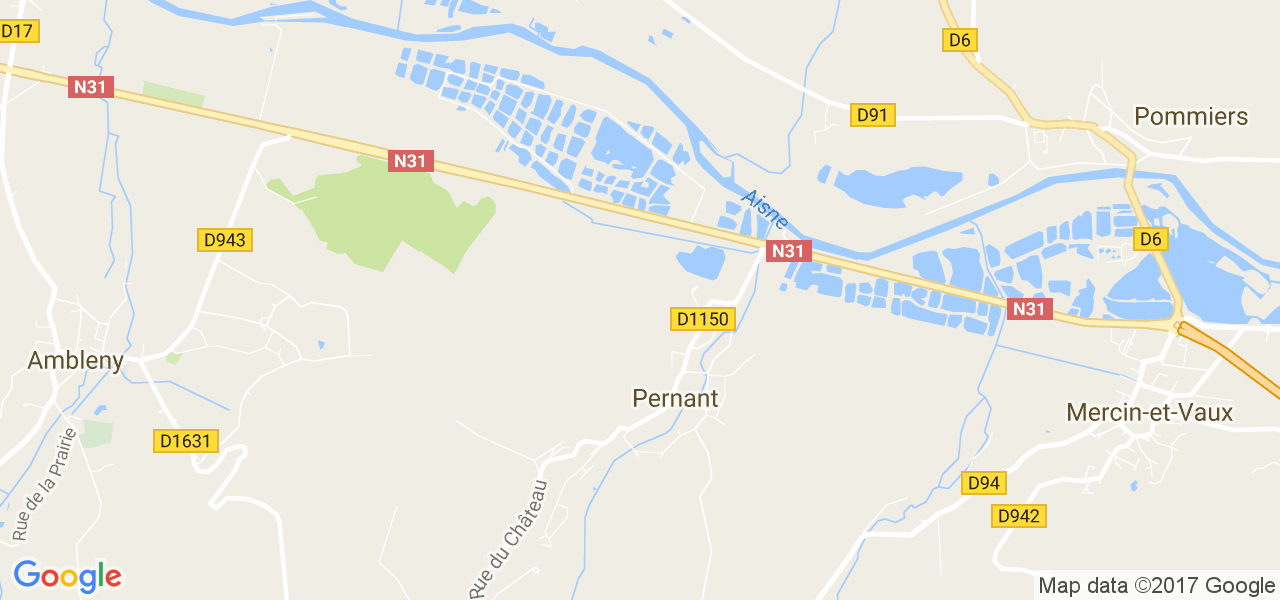 map de la ville de Pernant