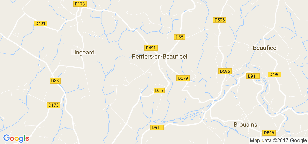 map de la ville de Perriers-en-Beauficel