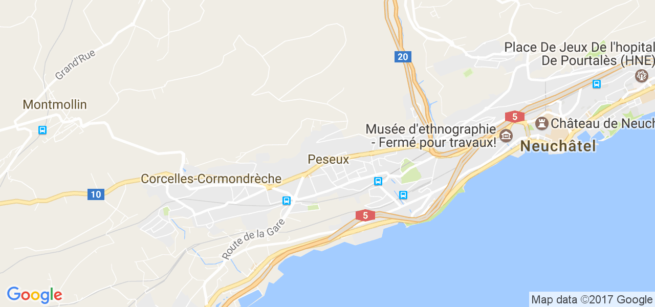 map de la ville de Peseux