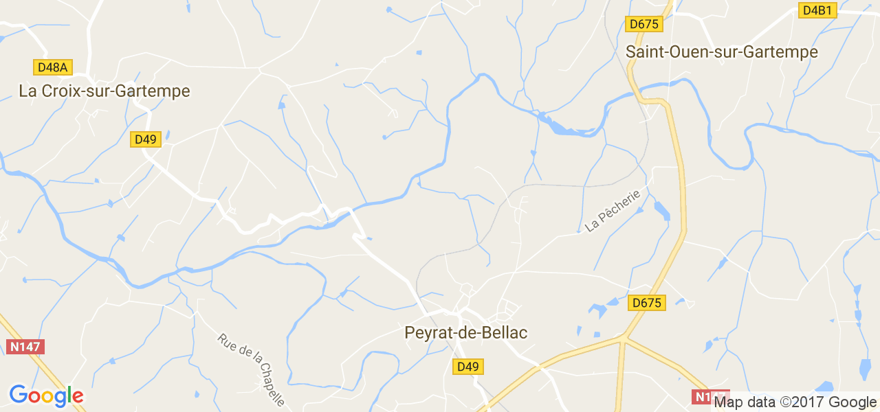 map de la ville de Peyrat-de-Bellac