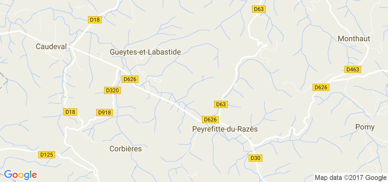 map de la ville de Peyrefitte-du-Razès