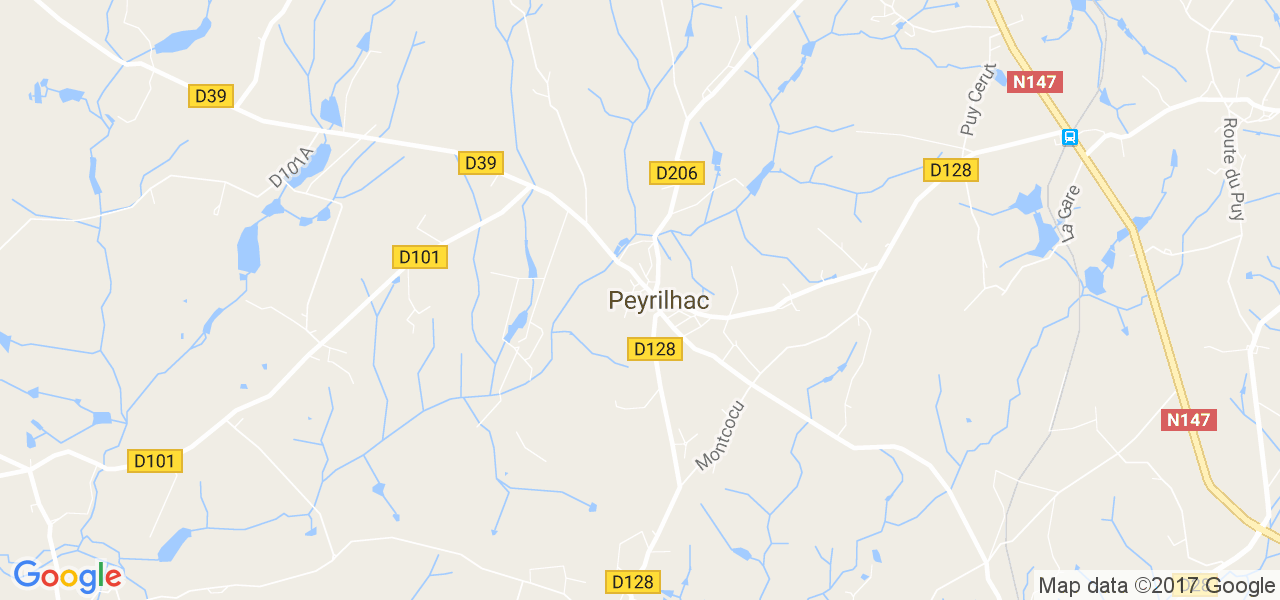 map de la ville de Peyrilhac