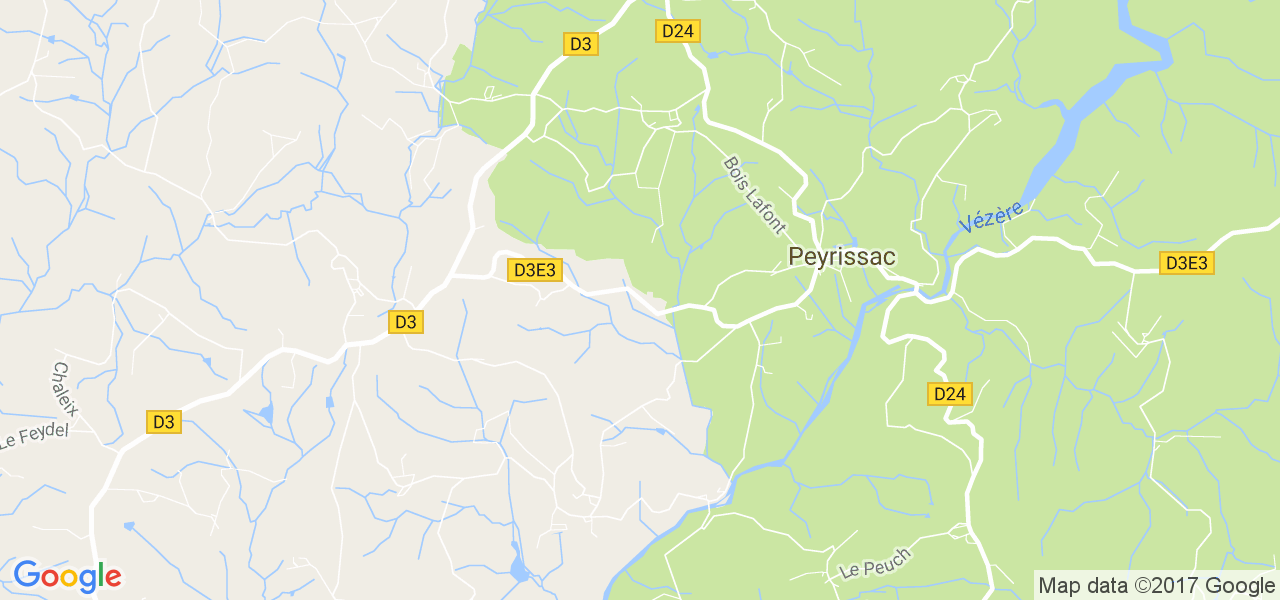 map de la ville de Peyrissac